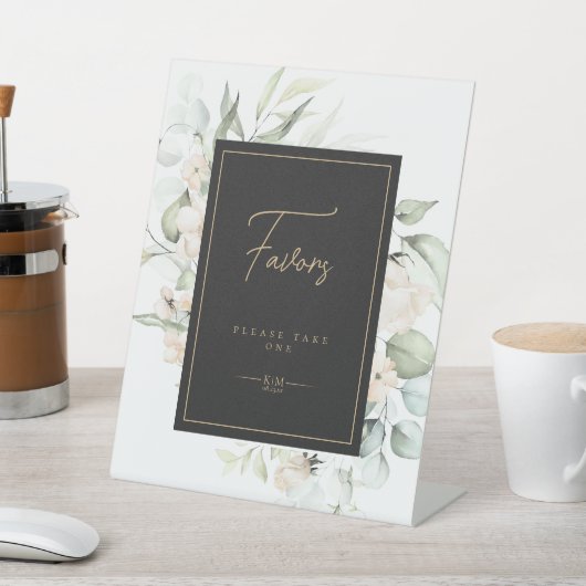 Pearl Blush Floral Gastgeschenke Hochzeiten ID989 Sockelschild (In SItu)