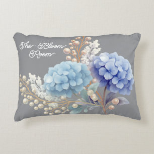 Pearl Blush Powder Blue Hydrangea Wasserfarbe Dekokissen