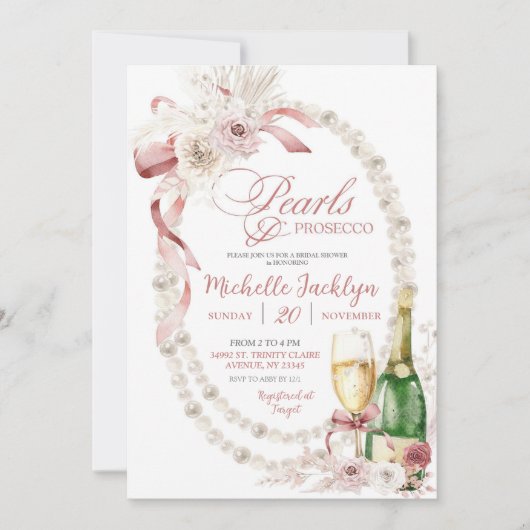 Pearl Boho Bridal Dusche Einladung (Vorderseite)