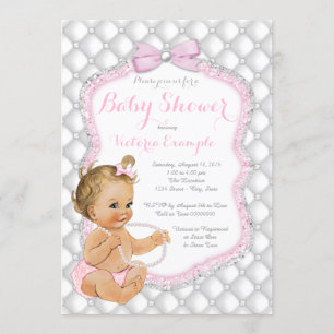 Pearl Bow Babyparty Einladung