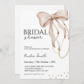 Pearl Bow Brautparty Einladung (Vorne/Hinten)