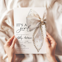 Pearl Bow seine Girl Baby Dusche Einladung