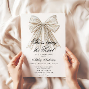 Pearl Bow Sie bindet die Knot Bridal-Dusche Einladung