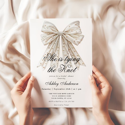 Pearl Bow Sie bindet die Knot Bridal-Dusche Einladung