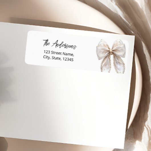 Pearl Bow White Return Address Label