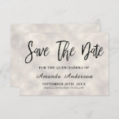 Pearl Brush Script Quinceanera Save The Date (Vorne/Hinten)