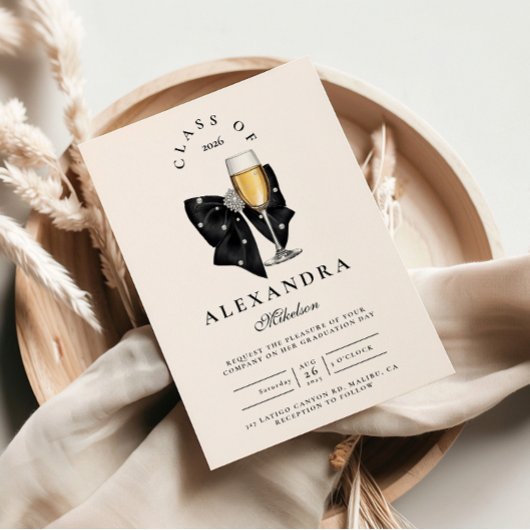Pearl Champagne Glass Graduation Einladung