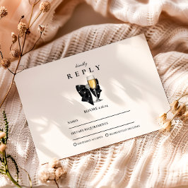 Pearl Champagne Glass Graduation RSVP Karte