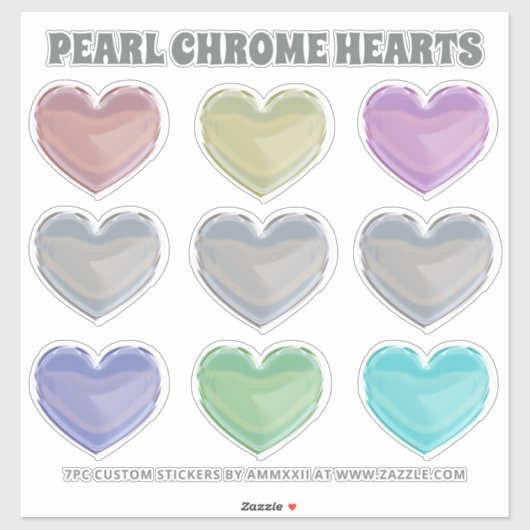 Pearl Chrome Hearts Aufkleber (Blatt)