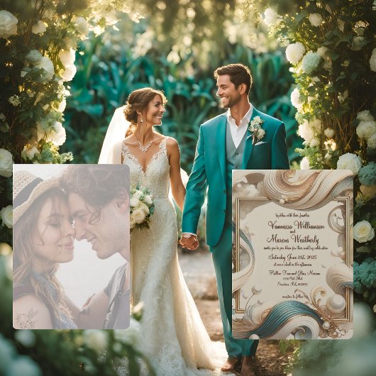 Pearl Coast Elegance Minimalistische Hochzeit Einl Einladung