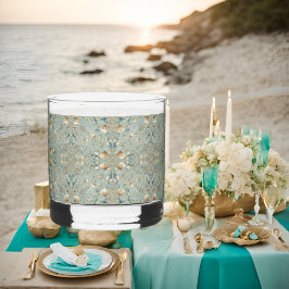 Pearl Coast Elegance Seafoam Nautical Printed Rocs Whiskyglas