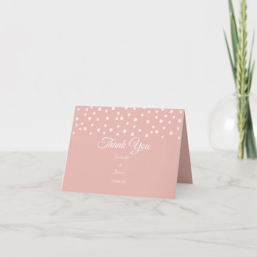 Pearl Confetti auf Rose GoldWedding Dankeskarte (Vorderseite)