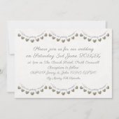 Pearl & Creme Spitzenherz Trauung Einladung (Vorderseite)