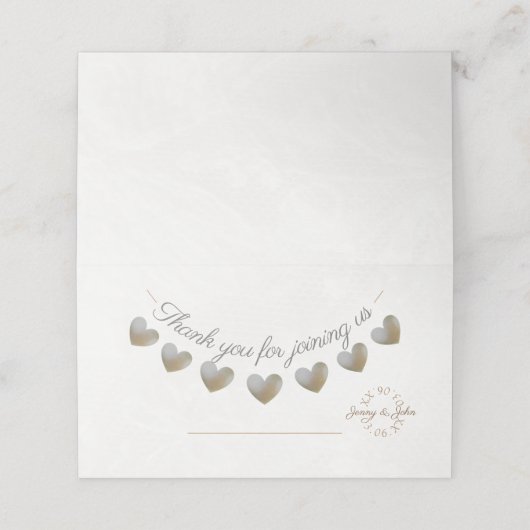 Pearl & Creme Spitzenherz Trauung Platzkarte (Außenseite Aufgefaltet)