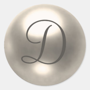 Pearl D monogramm Hochzeitsstift Siegel Runder Aufkleber