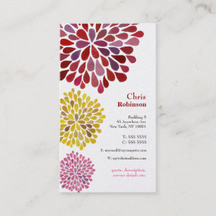Pearl Dahlia Blossom Burst Floral Business Card Visitenkarte