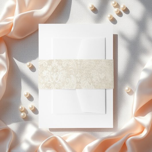Pearl Damask Wedding Elegante Stationery Einladungsbanderole
