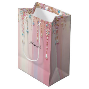 Pearl Dangle und Pastellstreifen Mittlere Geschenktüte