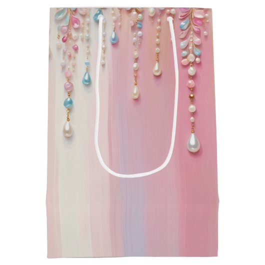 Pearl Dangle und Pastellstreifen Mittlere Geschenktüte (Rückseite)