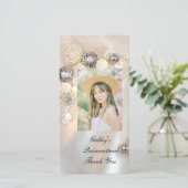 Pearl Diamond Buttons Quineañera Vielen Dank Dankeskarte (Stehend Vorderseite)