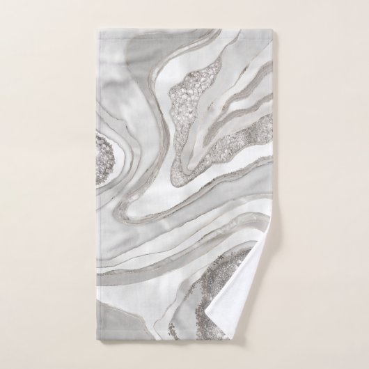 Pearl, diamonds and platinum geode digital art badhandtuch set (Handtuch)