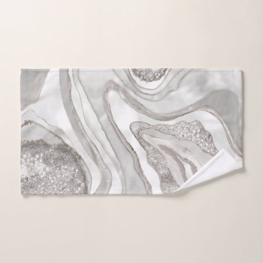 Pearl, diamonds and platinum geode digital art badhandtuch set (Handtuch)