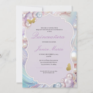 Pearl Dream lila Quinceñera Einladung