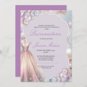 Pearl Dream lila Quinceñera Einladung (Vorne/Hinten)