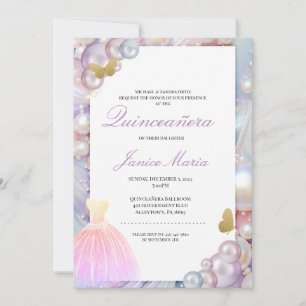 Pearl Dream lila Quinceñera Einladung