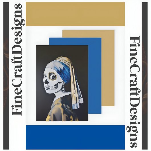 Pearl Earring Skull Vermeer Parody Decoupage L 134 Geschenkpapier Set