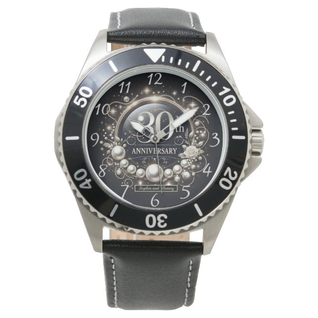 Pearl Elegance: 30 Jahre Armbanduhr (Vorderseite)