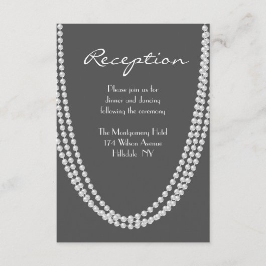 Pearl Empfang Card der 1920er Jahre - grau Begleitkarte (Vorderseite)