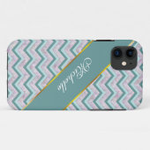 Pearl Floral Aquamarin ZigZag Muster Case-Mate iPhone Hülle (Rückseite (Horizontal))