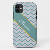Pearl Floral Aquamarin ZigZag Muster