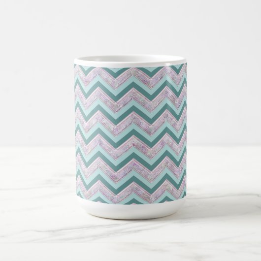 Pearl Floral Aquamarin ZigZag Muster Kaffeetasse (Mittel)