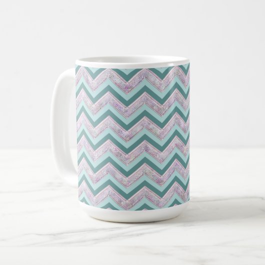 Pearl Floral Aquamarin ZigZag Muster Kaffeetasse (Vorderseite Links)