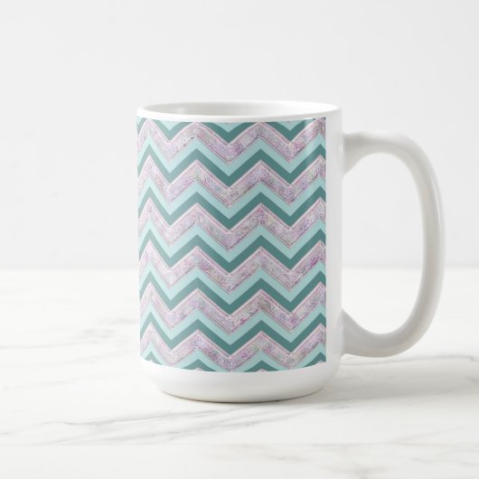 Pearl Floral Aquamarin ZigZag Muster Kaffeetasse (Rechts)