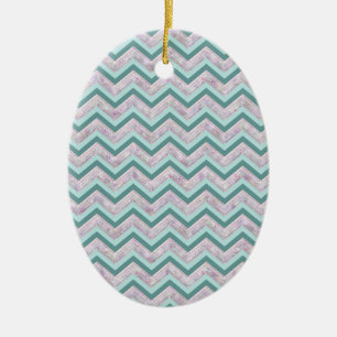 Pearl Floral Aquamarin ZigZag Muster Keramik Ornament