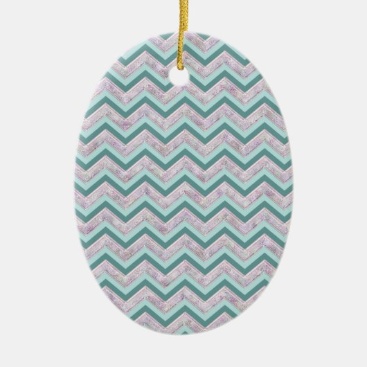 Pearl Floral Aquamarin ZigZag Muster Keramik Ornament (Vorne)