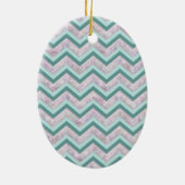 Pearl Floral Aquamarin ZigZag Muster Keramik Ornament (Hinten)