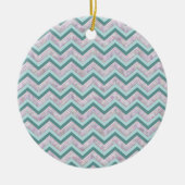 Pearl Floral Aquamarin ZigZag Muster Keramikornament (Vorne)