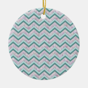 Pearl Floral Aquamarin ZigZag Muster Keramikornament