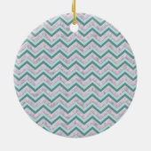Pearl Floral Aquamarin ZigZag Muster Keramikornament (Hinten)