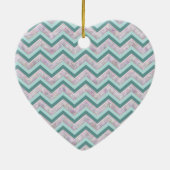 Pearl Floral Aquamarin ZigZag Muster Keramikornament (Hinten)