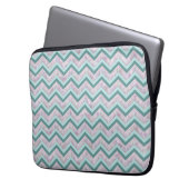 Pearl Floral Aquamarin ZigZag Muster Laptopschutzhülle (Vorderseite Links)