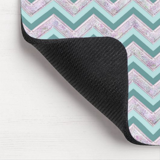 Pearl Floral Aquamarin ZigZag Muster Mousepad (Ecke)
