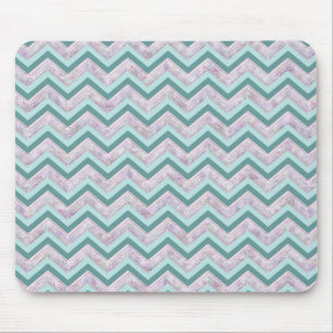 Pearl Floral Aquamarin ZigZag Muster Mousepad