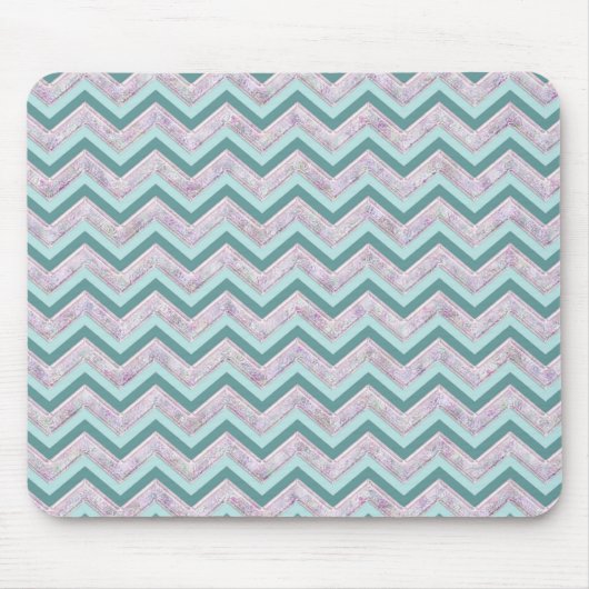 Pearl Floral Aquamarin ZigZag Muster Mousepad (Vorne)