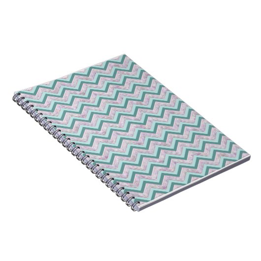 Pearl Floral Aquamarin ZigZag Muster Notizblock (Rechte Seite)