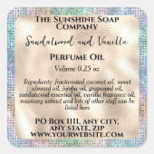 Pearl Foil Holographic Glitzer Roller Flaschenetik Quadratischer Aufkleber (Vorderseite)